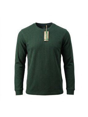 Tailor Vintage Mens Green Long Sleeve Waffle Knit Shirt Sz XXL Scarab Big Tall